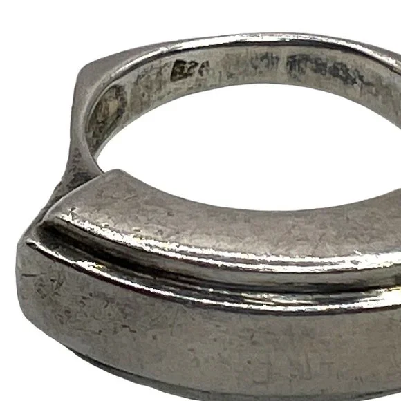 925 Italy Sterling Silver Estate Vintage Ring Artistic Sleek Wide Size 6.75 - Picture 8 of 11